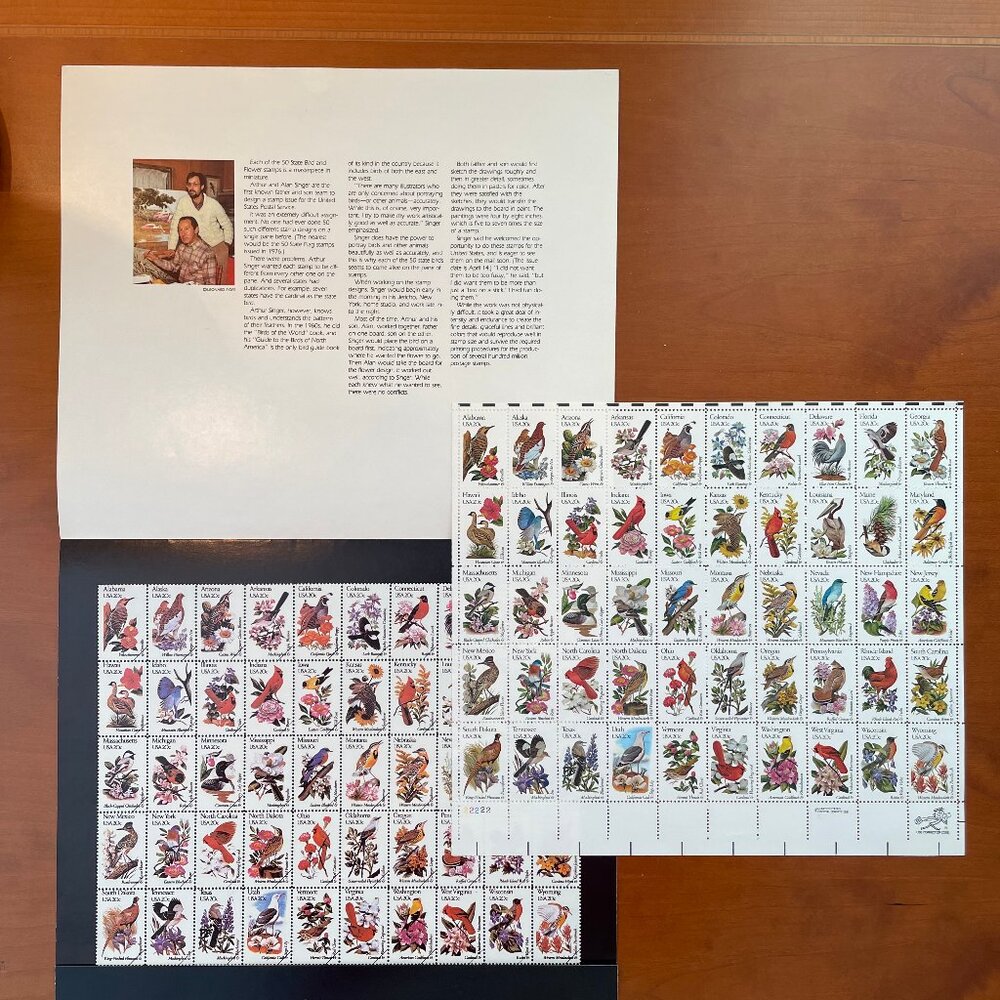 1981 U.S.A. 20c 50-States Flower/Bird Stamps Sheet & Folder - Perfect